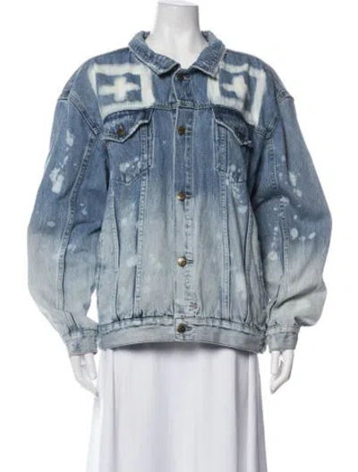 Pre-owned Ksubi Graphic Print Denim Jacket In Blue