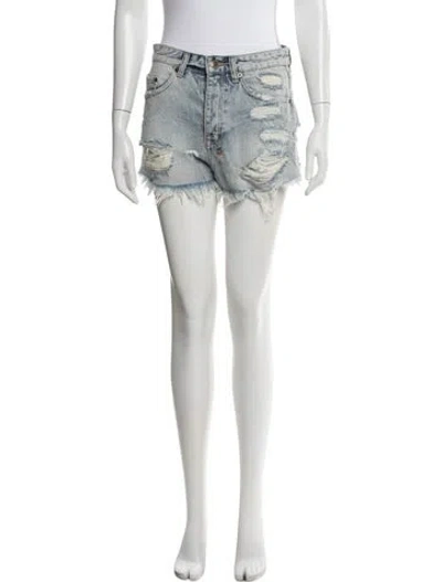 Pre-owned Ksubi Graphic Print Mini Shorts In Blue