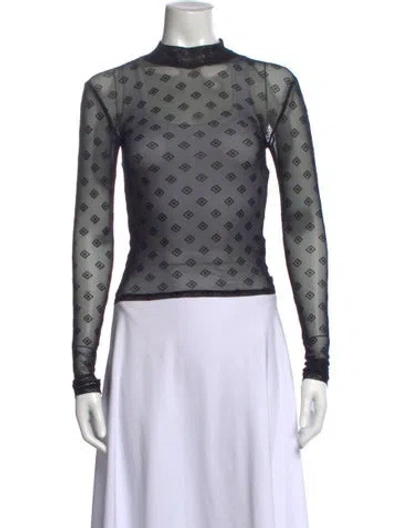 Pre-owned Ksubi Graphic Print Mock Neck Top In Black