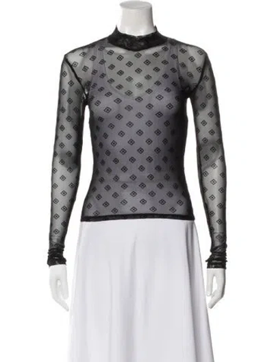 Pre-owned Ksubi Graphic Print Mock Neck Top In Gray