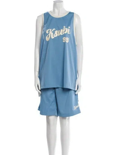 Pre-owned Ksubi Graphic Print Short Set W/ Tags In Blue
