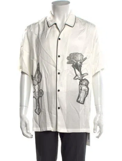 Pre-owned Ksubi Graphic Print Short Sleeve Dress Shirt In White