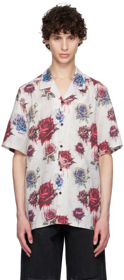 Ksubi Gray & Red Graff Rose Resort Shirt In Assorted Red