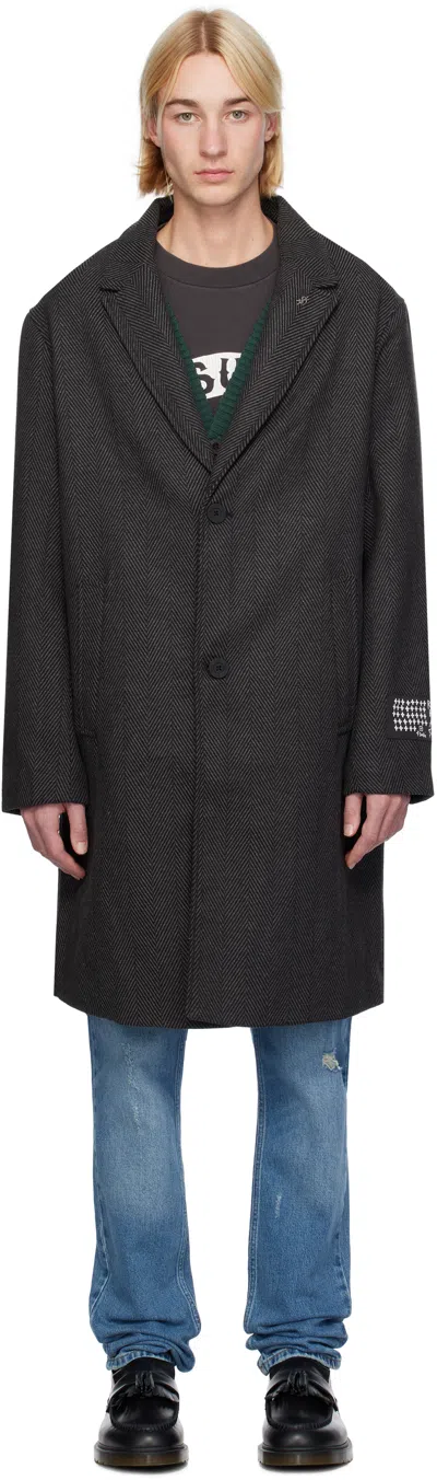 Ksubi Gray Battery Coat In Charcoal