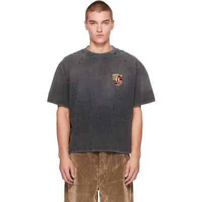 Ksubi Halen Cotton Shield Logo Distressed T-shirt In Blue