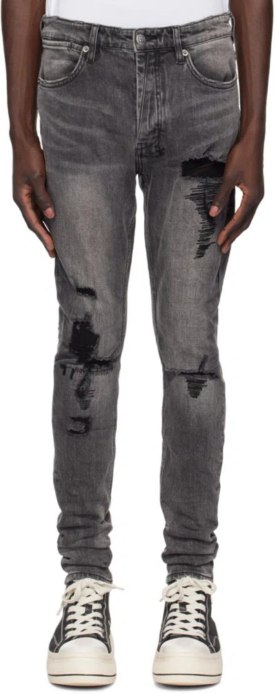 Ksubi Gray Van Winkle Angst Trashed Jeans In Black