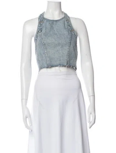 Pre-owned Ksubi Halterneck Sleeveless Crop Top In Grey