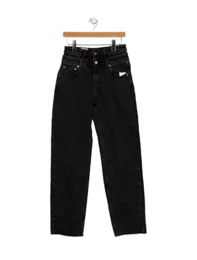 Pre-owned Ksubi High-rise Straight Leg Jeans In Black