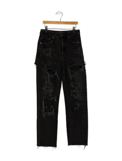 Pre-owned Ksubi High-rise Straight Leg Jeans In Black