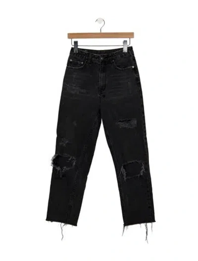 Pre-owned Ksubi High-rise Straight Leg Jeans In Black