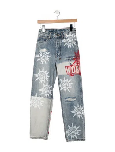 Pre-owned Ksubi High-rise Straight Leg Jeans In Blue