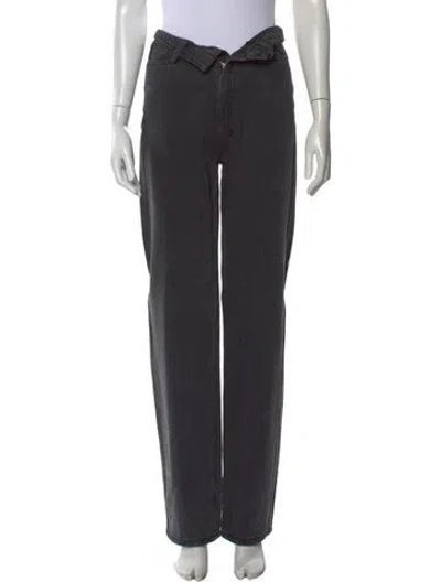 Pre-owned Ksubi High-rise Straight Leg Jeans In Gray