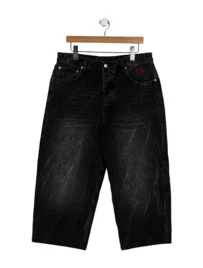 Pre-owned Ksubi High-rise Wide Leg Jeans In Black