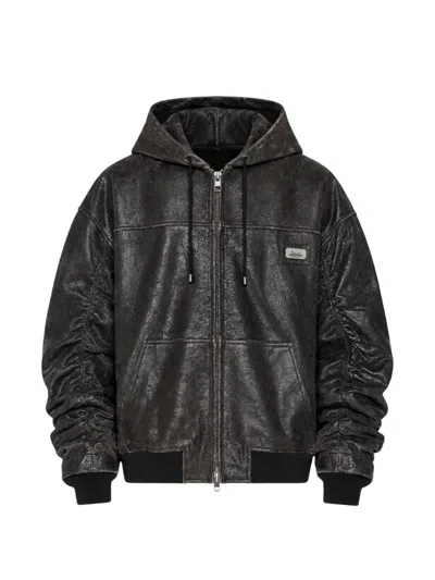 Ksubi Hooded Leather Jacket In Black