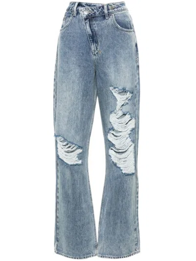 Ksubi Indigo Blue Cotton Washed Denim Jeans With Logo