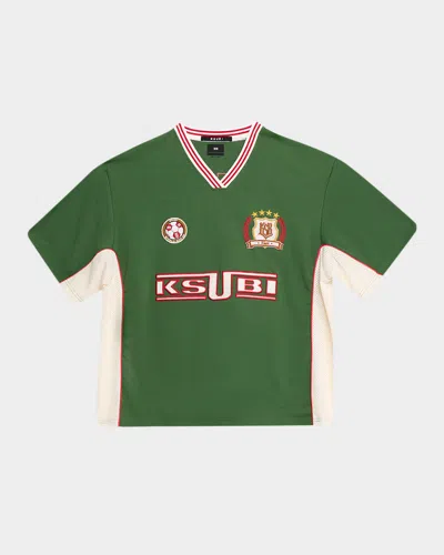 Ksubi Jersey-printed V-neck T-shirt In Green