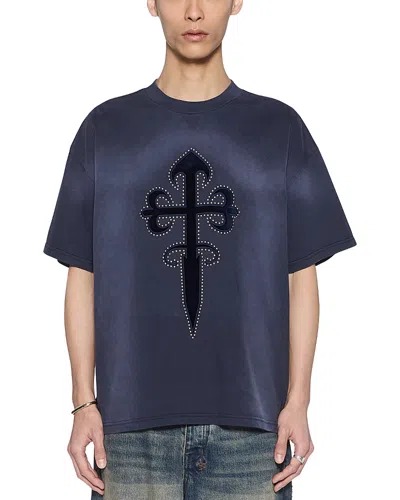 Ksubi Kaliba Ekcess Cotton Cross Graphic T-shirt In Blue