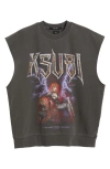Ksubi Kingdom Slash Sleeveless Cotton Graphic Sweatshirt In Black