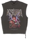 Ksubi Kingdom Slash Sleeveless Cotton Graphic Sweatshirt In Grey