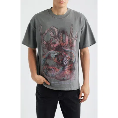 Ksubi Knotted Ekcess Oversize Graphic T-shirt In Gray