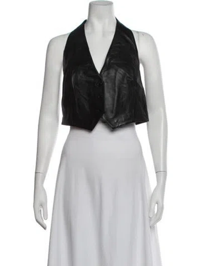 Pre-owned Ksubi Lamb Leather Halterneck Crop Top W/ Tags In Black/red