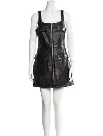 Pre-owned Ksubi Lamb Leather Mini Dress In Black