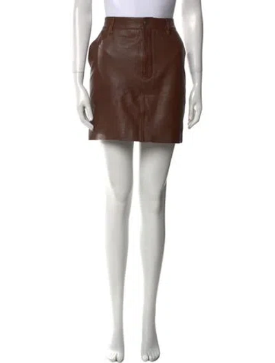 Pre-owned Ksubi Lamb Leather Mini Skirt In Brown