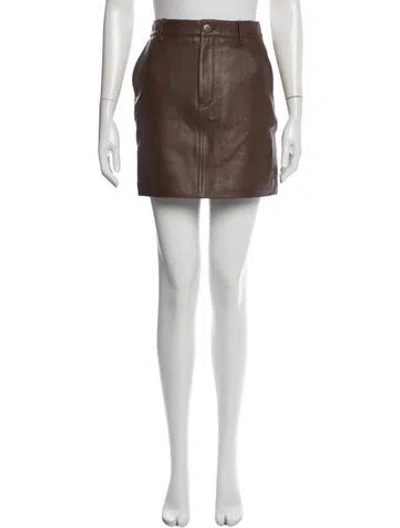 Pre-owned Ksubi Lamb Leather Mini Skirt In Brown