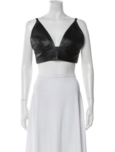 Pre-owned Ksubi Lamb Leather V-neck Crop Top In White