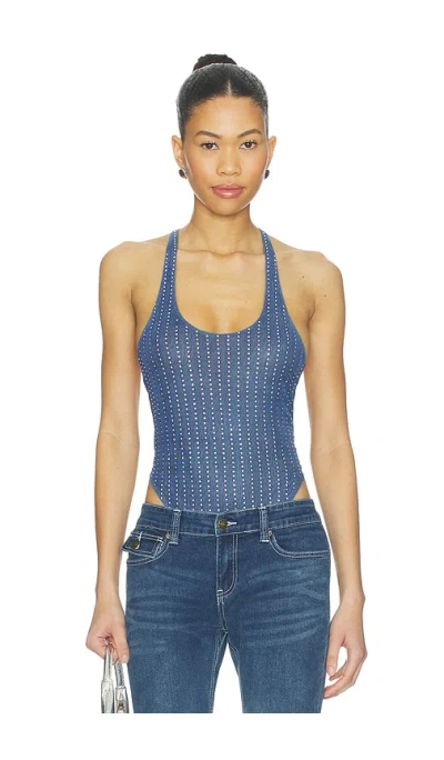 Ksubi Lara Mesh Bodysuit In Blue