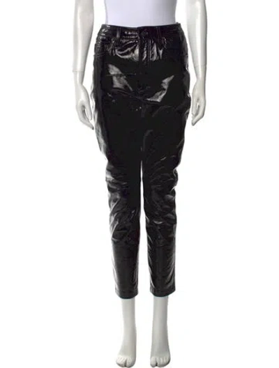 Pre-owned Ksubi Leather Straight Leg Pants In Black