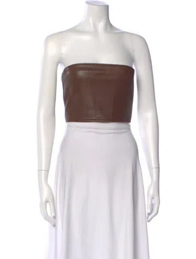 Pre-owned Ksubi Leather Strapless Crop Top In Black