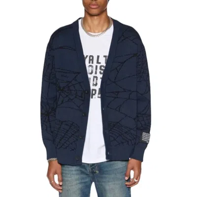 Ksubi Lies Knit Cardigan In Gasoline Blue In Multi