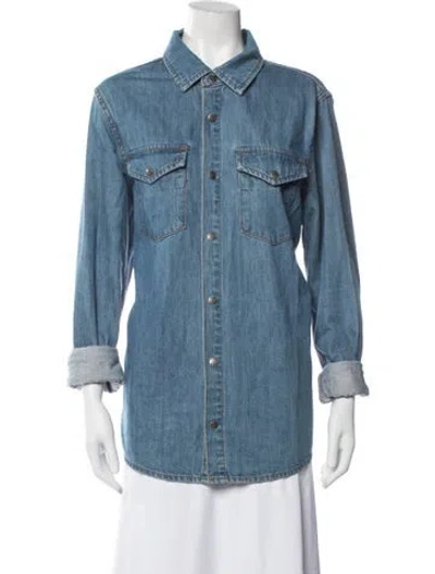Pre-owned Ksubi Long Sleeve Button-up Top In Blue