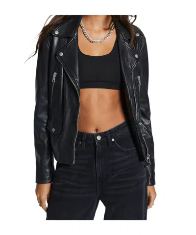 Ksubi Long-sleeved Leather Jacket In Black