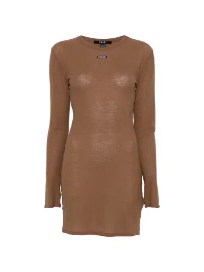 Ksubi Long-sleeve Mini Dress In Brown