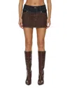 Ksubi Low Rider Denim Mini Skirt In Brown