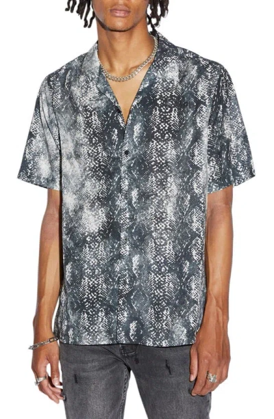 Ksubi Mamba Snakeskin Print Camp Shirt In Black