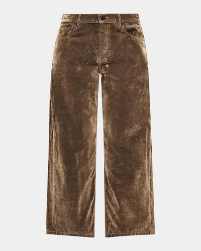 Ksubi Maxx Flocked Cotton Corduroy Wide-leg Jeans In Brown