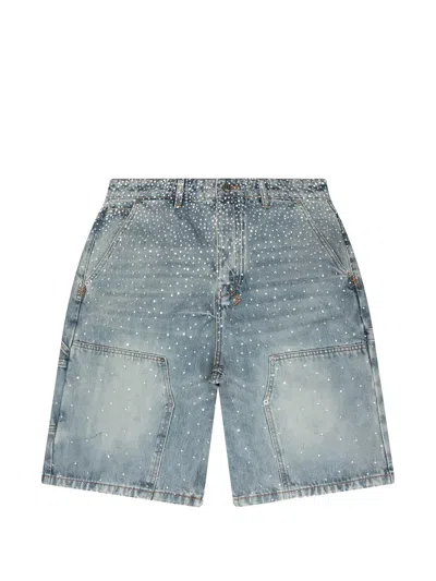 Ksubi Maxx Operator Crystal-embellished Shorts In Blue