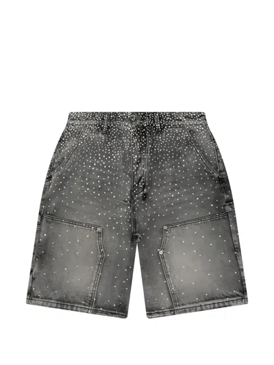 Ksubi Maxx Operator Crystal-embellished Shorts In Gray