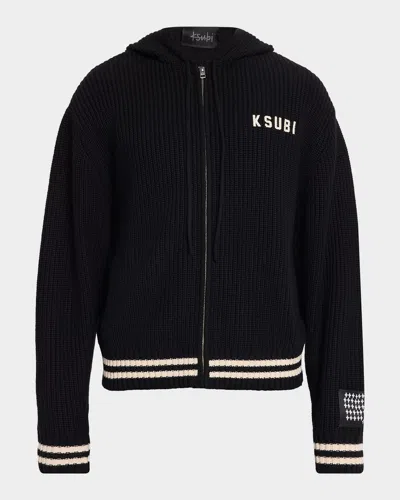 Ksubi Men & Apos;s Boxer Full-zip Wool And Cotton Knit Hoodie In Black