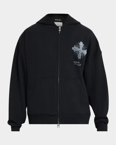 Ksubi Men & Apos;s False Idols Ekcess Full-zip Fleece Hoodie In Black