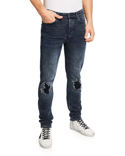 Ksubi Chitch Blue Kolla Slashed Stretch Skinny Jeans In Denim