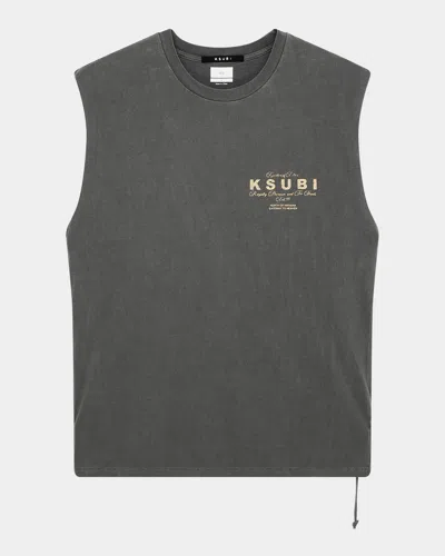 Ksubi Men's Cutoff Washed Logo T-shirt In Charcoal