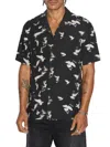 Ksubi Flight Resort Bird Print Lyocell Camp Shirt In Black