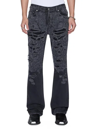 Ksubi Men's Future Memory Bronko Asher Trashed Boot-cut Jeans In Black