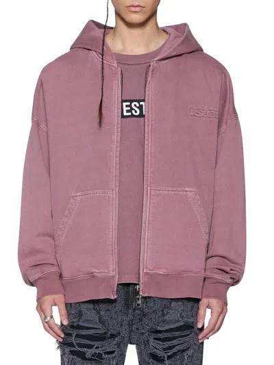 Ksubi Men's Future Memory Intruder Ekss Debossed Logo Full-zip Hoodie In Pink