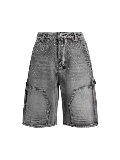Ksubi Men's Maxx Operator Konkrete Crystal Carpenter Shorts In Gray