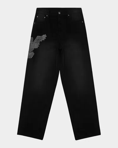 Ksubi Men's Maxx Replica Eagle Wide-leg Jeans In Black